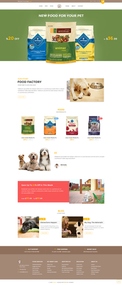 Animer 基于Bootstrap的寵物食品電商模板，打造專業狗糧商城